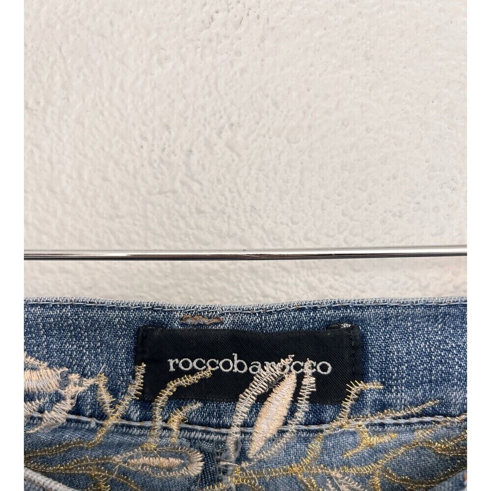 VTG RoccoBarocco Jeans Women’s Size 27 Floral Fish Embroidered Straight Leg - Picture 9 of 11